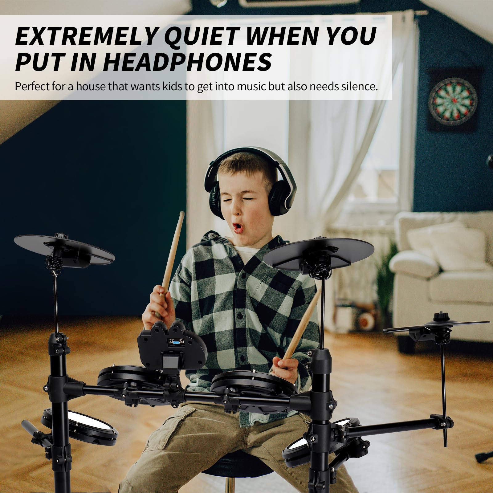 Ktaxon Electric Drum Set - Professional Electronic Drum Kit with Mesh Pads, Cymbals, Adjustable Throne, Headphones & Pedals - 150 Sounds & 10 Demo Songs - Perfect for Beginners & Home Practice | Ideal for Music Learning, Studio Recording & Live Performances