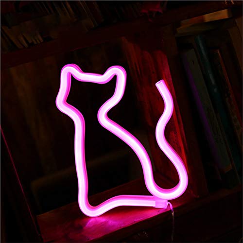 Cat Night Light - USB/Battery Powered LED Cat Shaped Lamp for Bedroom, Nursery, Wedding & Party Decor - Cute Neon Pet Gift for Cat Lovers (Perfect for Nighttime Reading, Kids' Rooms & Holiday Decorations)