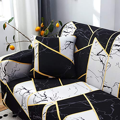 Stretch Printed Couch Cover for 3 Cushion Sofa - Soft Patterned Slipcover Fits 3-Seater & Large 2-Seater Couches (SK) - Perfect for Living Room Decor & Furniture Protection