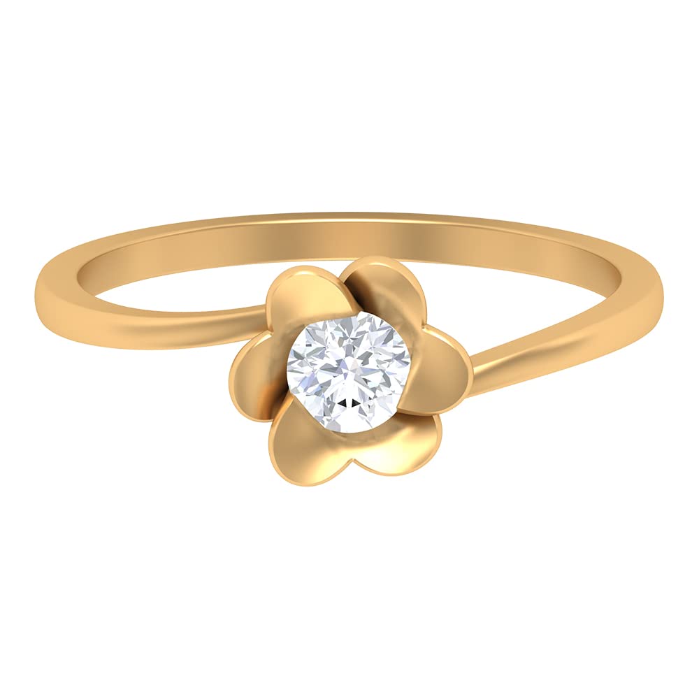 1/4 CT Minimalist Diamond Floral Ring for Women - 14K Solid Gold Certified Bypass Engagement Ring | Elegant Gift for Anniversary, Wedding, Valentine's Day