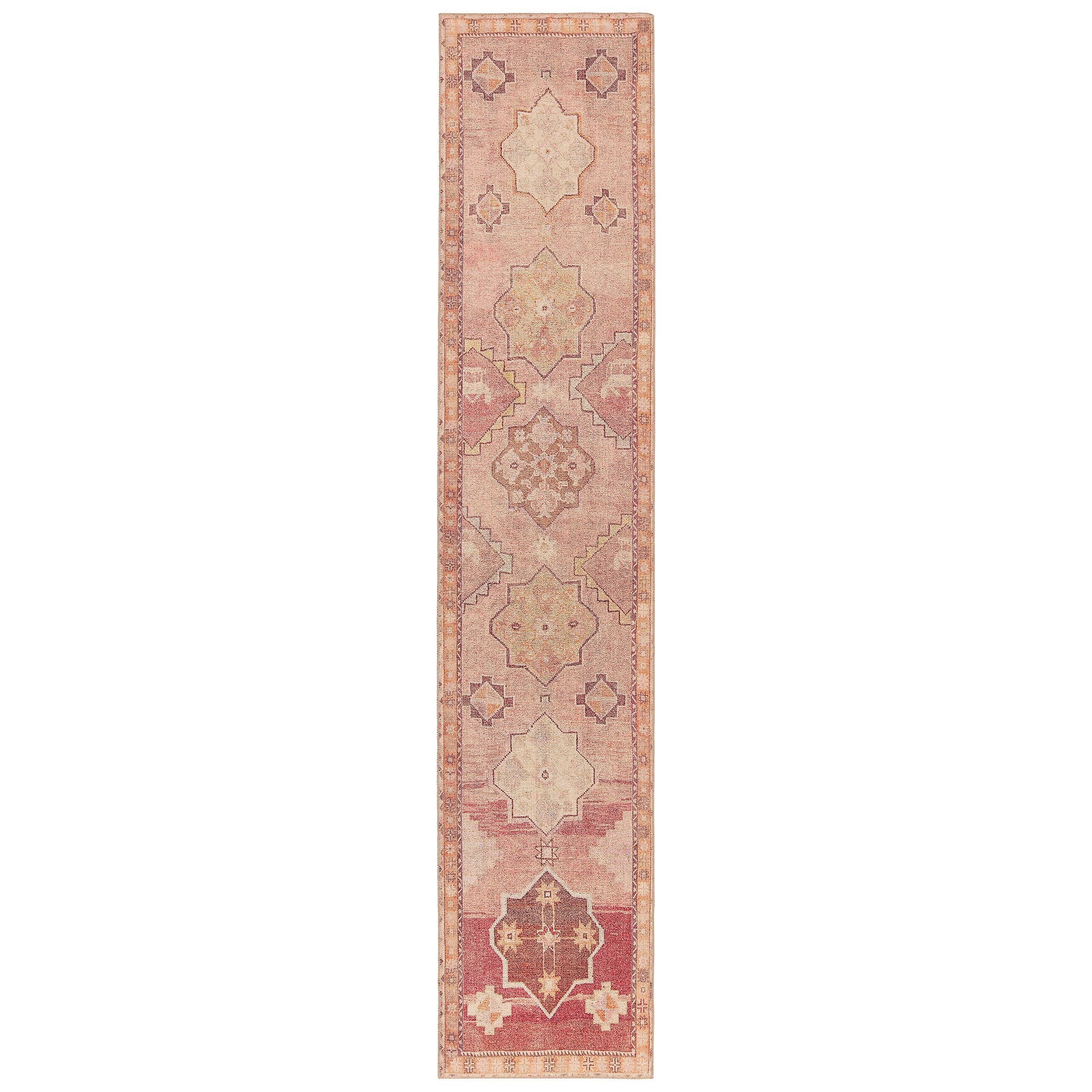Jaipur Living Machine Washable 2x12 Runner Rug - Farmhouse Style Pink & Orange - Perfect for Entryway, Kitchen, or Hallway Decor