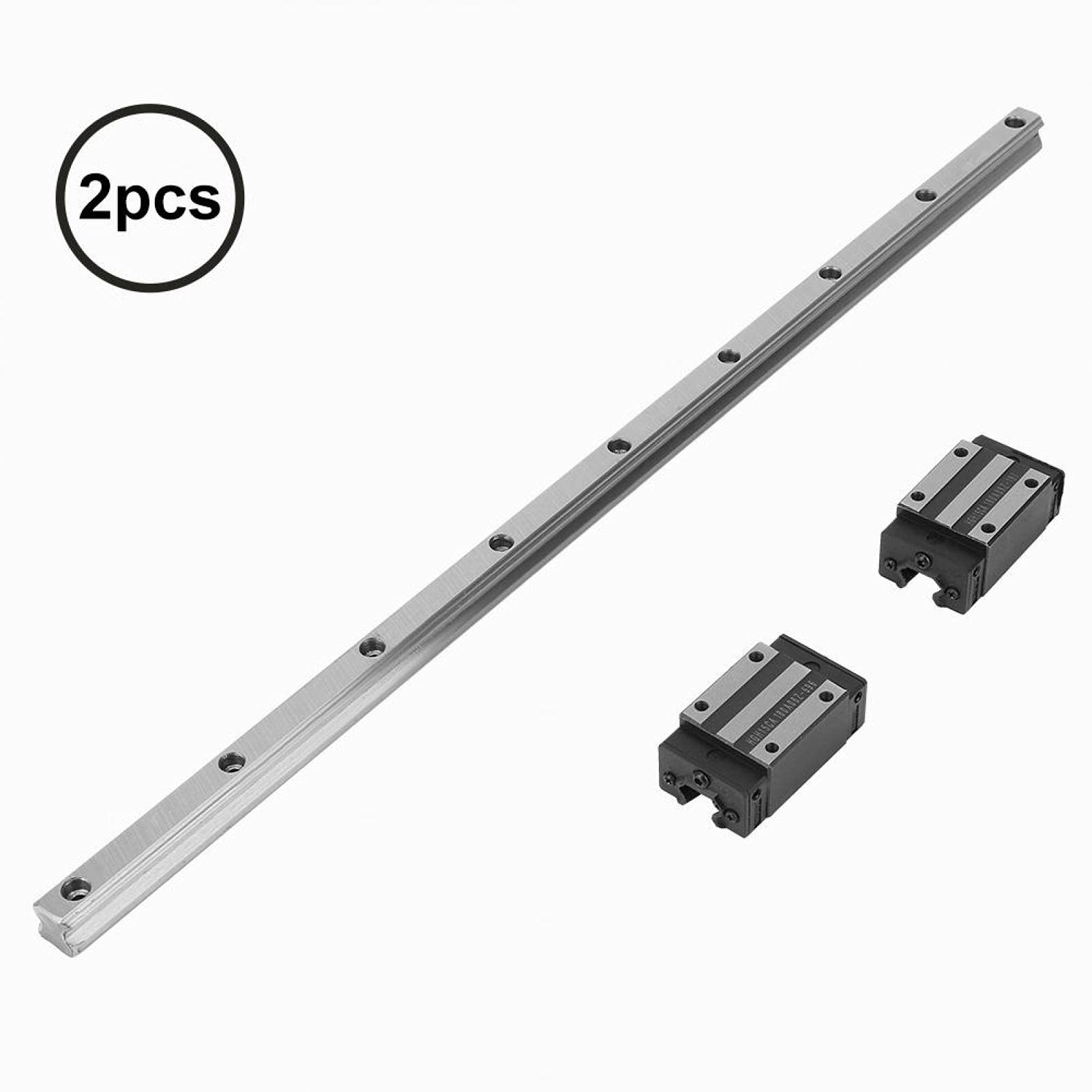 2Pcs HGR15-500mm Linear Rail Guide, 15mm Width with 4pcs Carriage Slide Block - High Precision Linear Motion System for 3D Printers, CNC Machines, Laser Cutters, and Industrial Automation