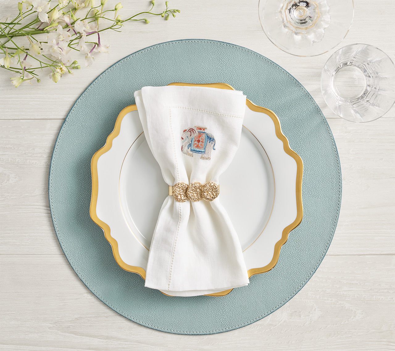 Sky & Blue Icons Placemat Set of 4 - Waterproof Table Mats for Dining, Kitchen, and Party Decor