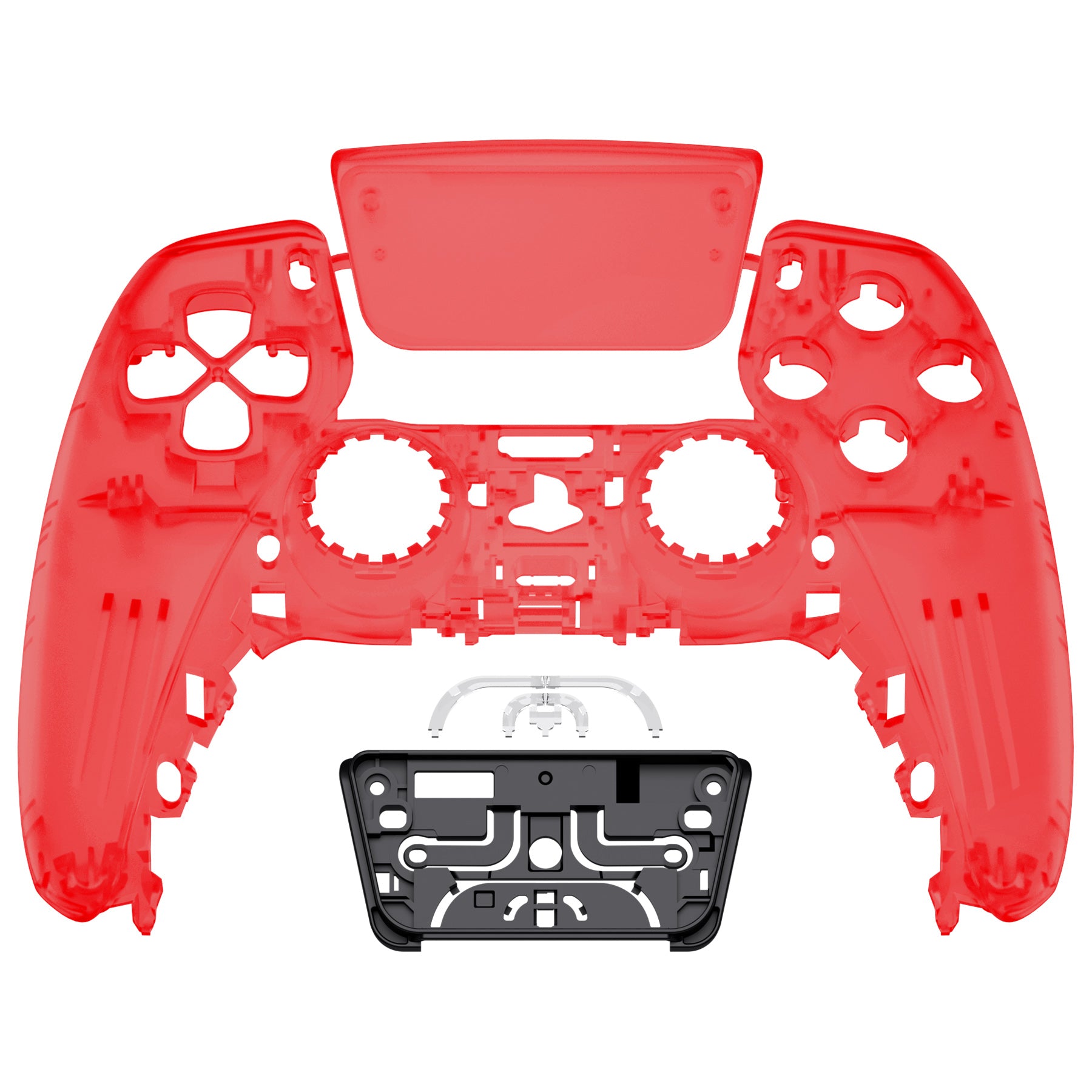 eXtremeRate Clear Red Touchpad Front Housing Shell for PS5 Controller BDM-010/020/030/040/050 - DIY Replacement Shell & Custom Touch Pad Cover (ZPFM5002G3) - Perfect for Gaming Enthusiasts & Controller Customization