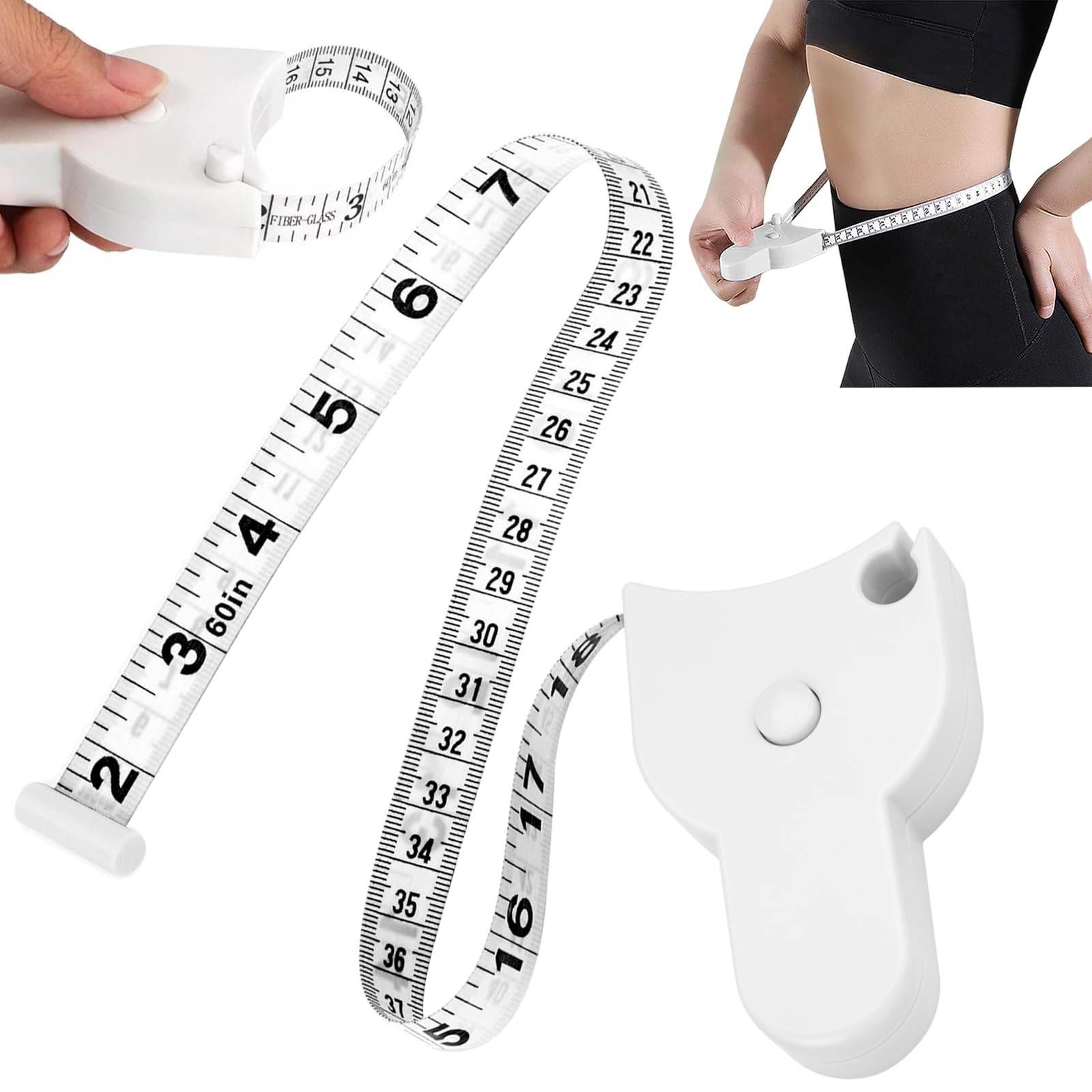 Soft & Flexible Body Measuring Tape - Accurate Waist, Hip, Bust, Arm Measurement for Weight Loss, Sewing & Tailoring | Perfect for Fitness Tracking, Dressmaking & Body Fat Analysis (White)