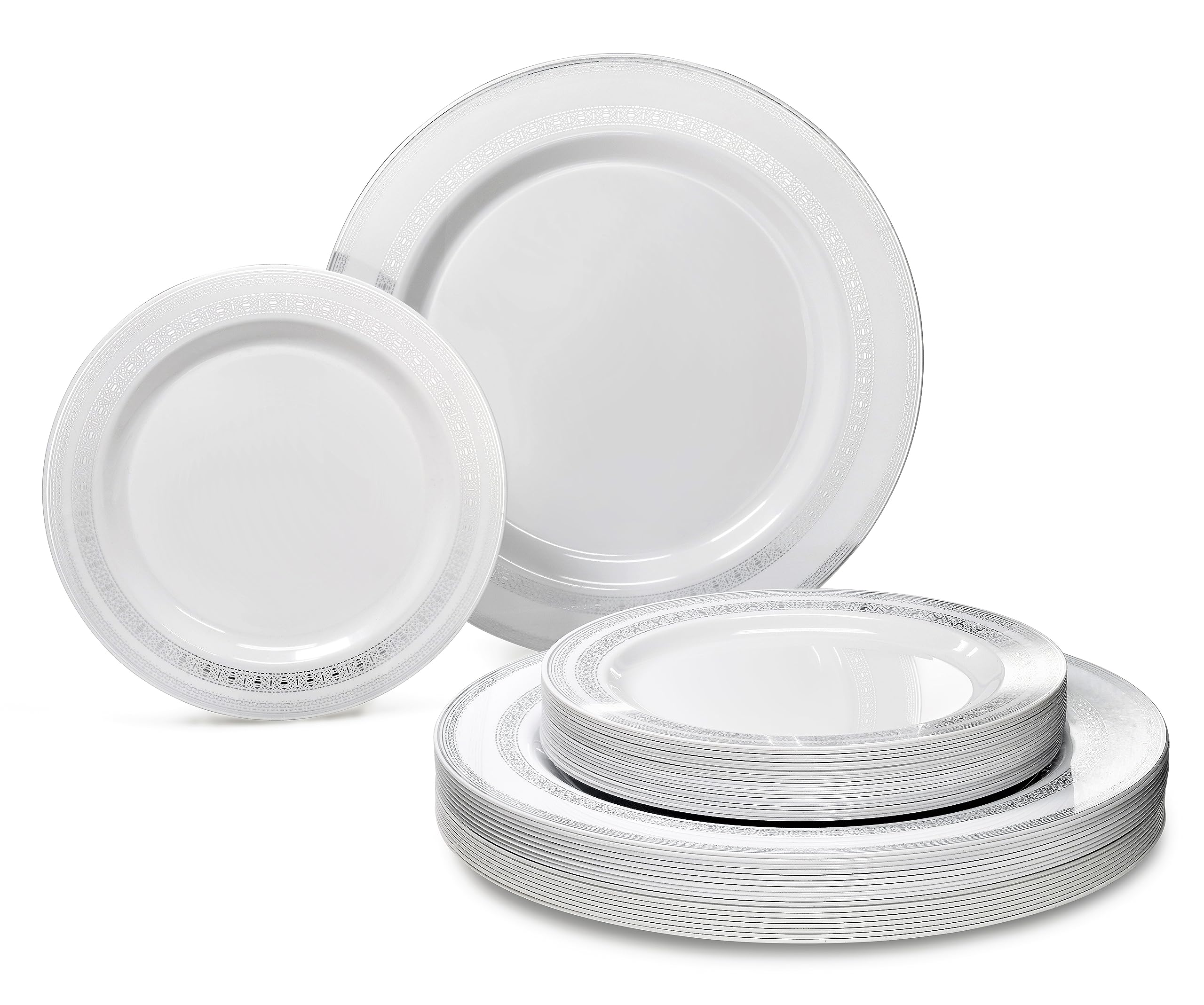 240-Pack Heavyweight Premium Disposable Plastic Plates for Weddings & Parties - 120 x 10.5