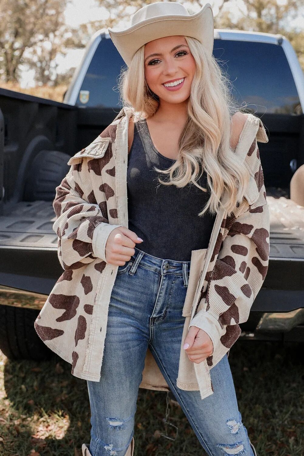 Stylish Leopard Print Single-Breasted Corduroy Jacket for Women - Trendy Fall & Winter Fashion Outerwear for Casual Outings and Date Nights