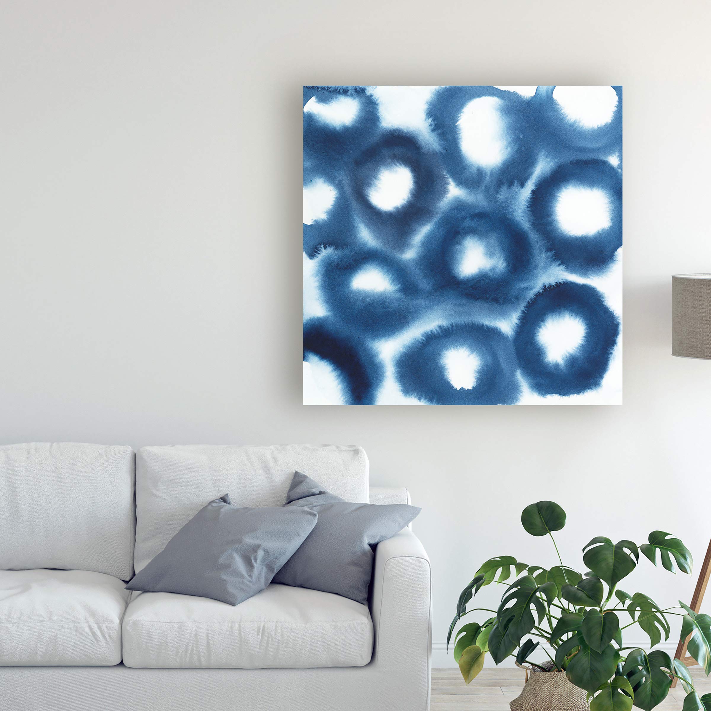 Grace Popp Indigo Bleed II 18x18 Premium Canvas Art Print - Modern Abstract Wall Decor for Living Room, Bedroom & Office