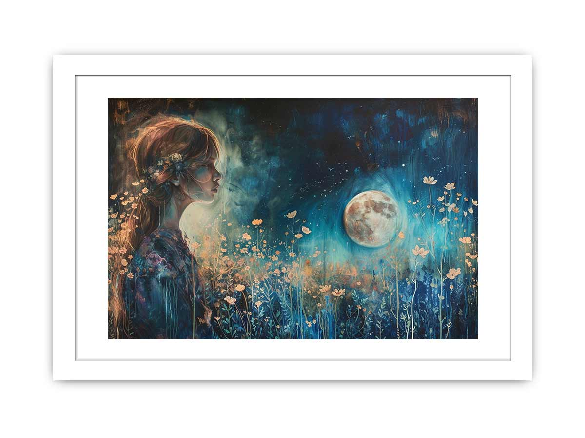 Stunning Moon Framed Wall Art Print - Night Sky Celestial Decor for Bedroom, Living Room & Office