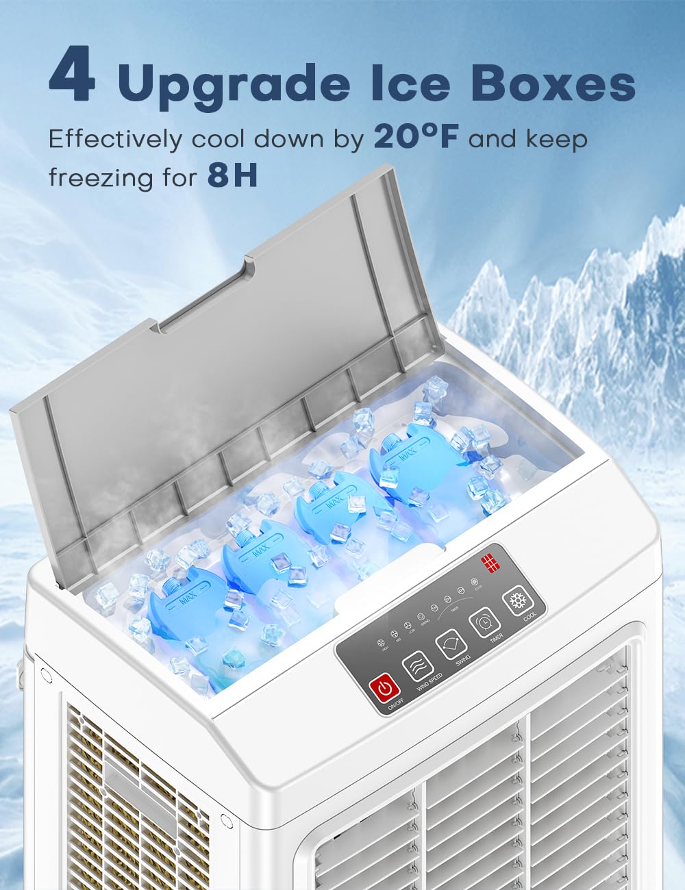 BALKO 35-Inch Windowless Air Conditioner - 2100CFM Evaporative Swamp Cooler with 2 Modes, 3 Speeds, Smart Timer, 8Gal Tank & Remote - Cools Up to 700 Sq.Ft - Perfect for Bedrooms, Living Rooms, Offices, and Outdoor Spaces