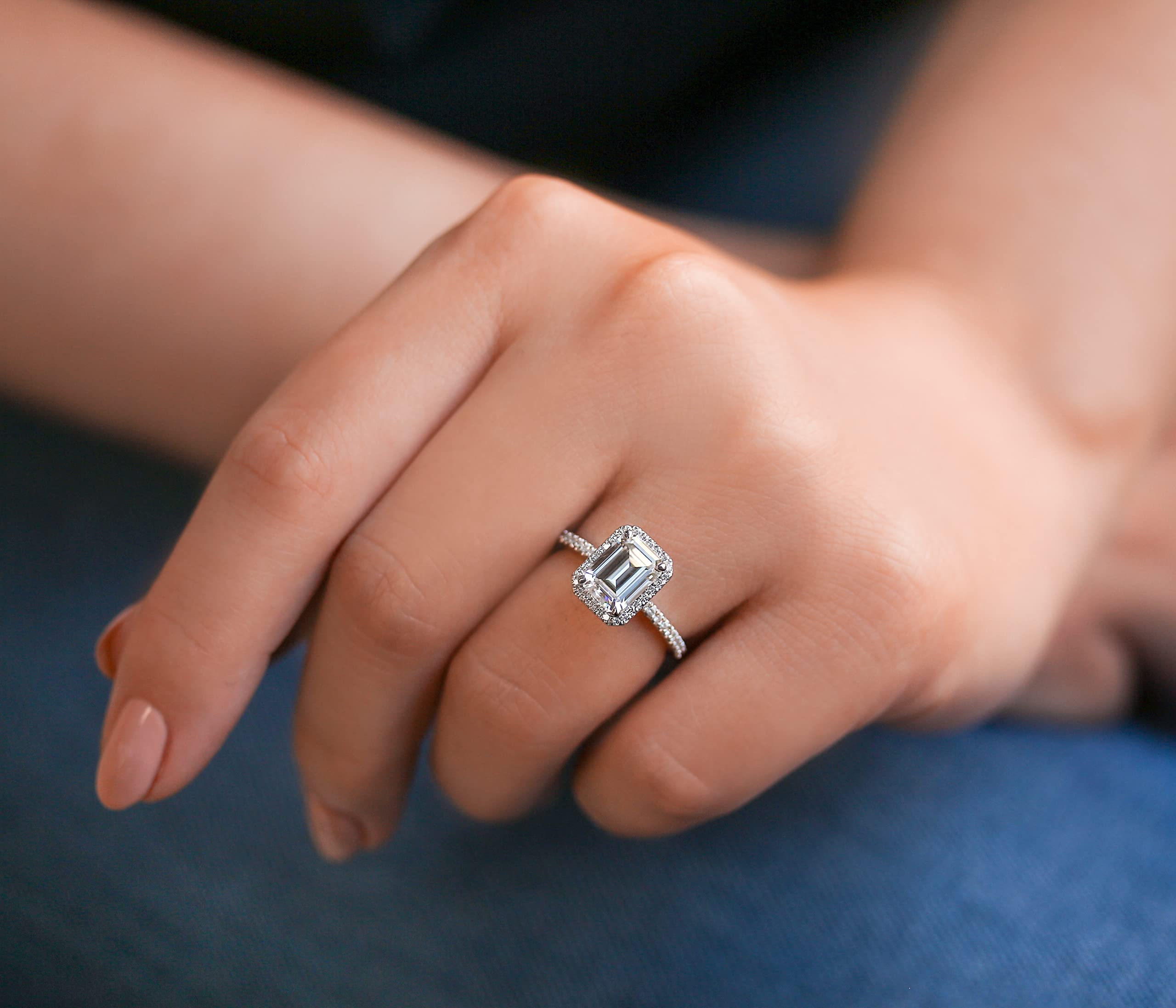 Kobelli 2 Carat Total Weight Emma Moissanite & Lab Grown Diamond Engagement Ring (GH/VS) - Perfect for Proposals, Weddings & Anniversary Gifts