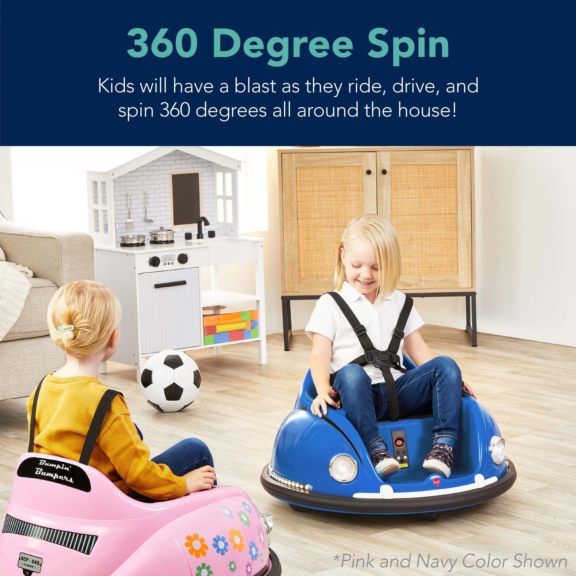 Best Choice Products 6V Electric Kids Ride On Bumpin Bumper Car with Parent Remote Control - 360 Degree Spinning, LED Lights & Fun Sounds for Ages 1.5-6 Years (Pink) | Perfect for Indoor Playrooms, Birthday Parties & Backyard Fun