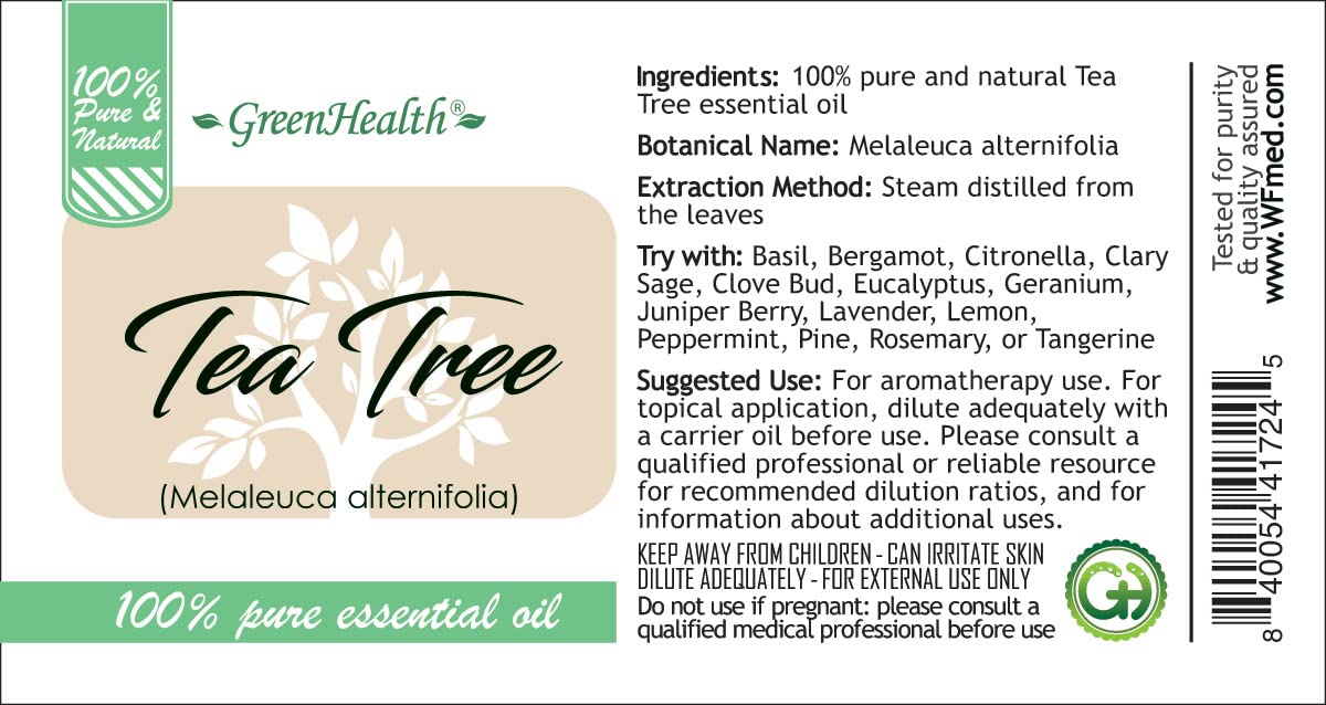 100% Pure Tea Tree Essential Oil - 1 Gallon Bottle - Undiluted & Natural for Aromatherapy, Skin Care & Home Cleaning - GreenHealth Brand