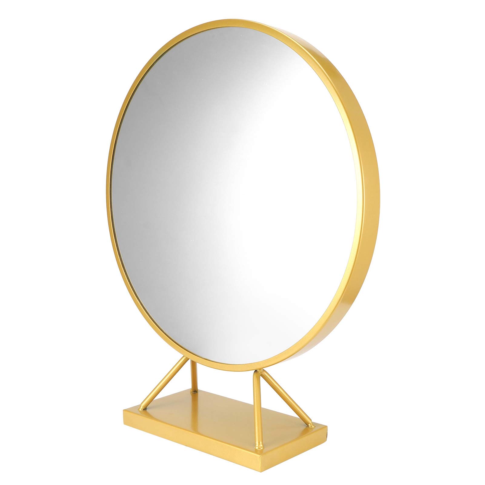 Round Wall Mirror with Golden Metal Frame - Stylish & Durable Decorative Mirror for Living Room, Bedroom, Bathroom & Hallway | Perfect for Home Decor & Vanity Area