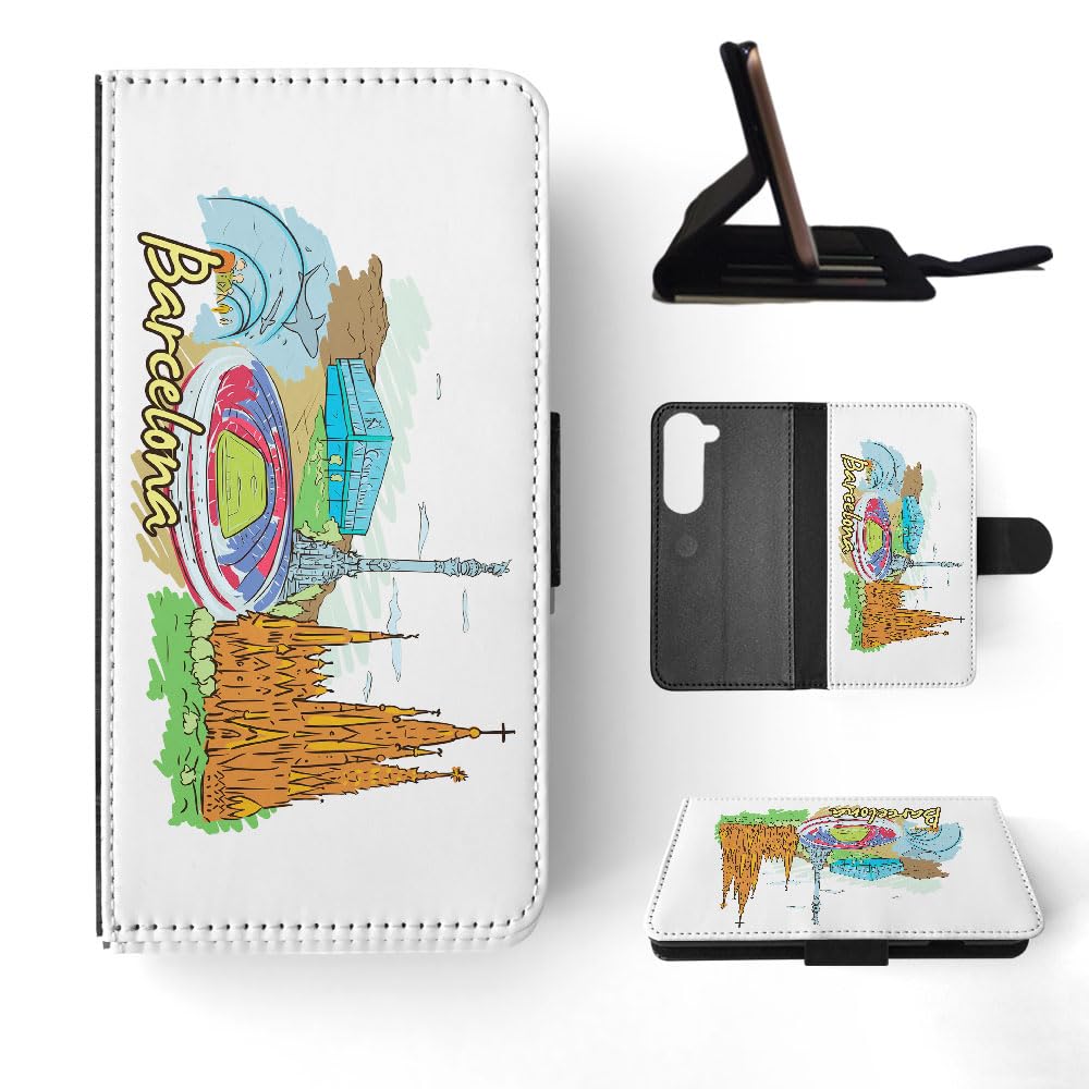 Foxercases Barcelona Spain Flip Wallet Phone Case for Samsung Galaxy S23 - Slim Protective Cover with Card Slots & Kickstand for Daily Use & Travel