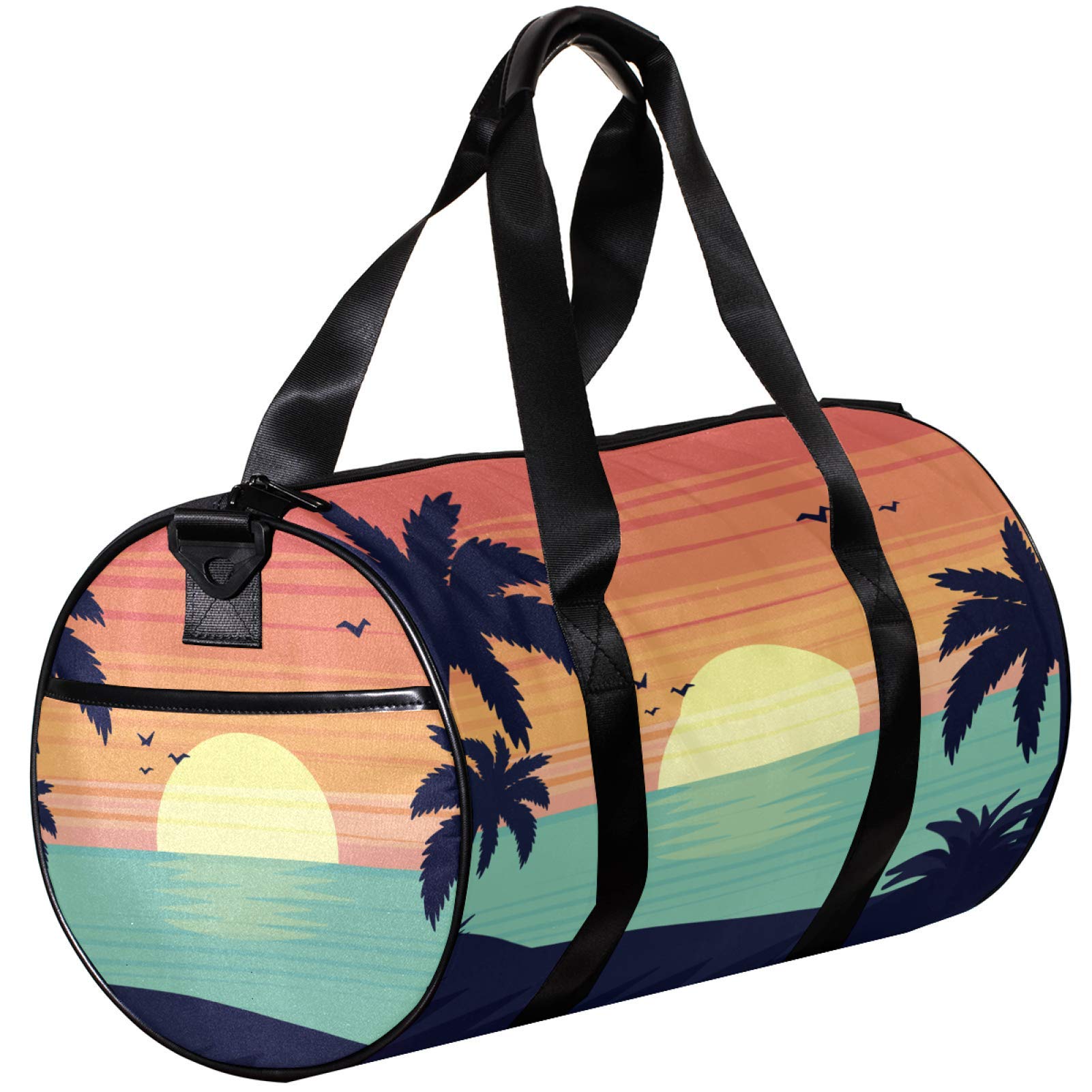 Stylish Canvas Travel Duffel Bag - Lightweight Gym & Sports Bag with Sunset Beach Design - Perfect for Summer Vacations, Beach Trips & Workout Sessions