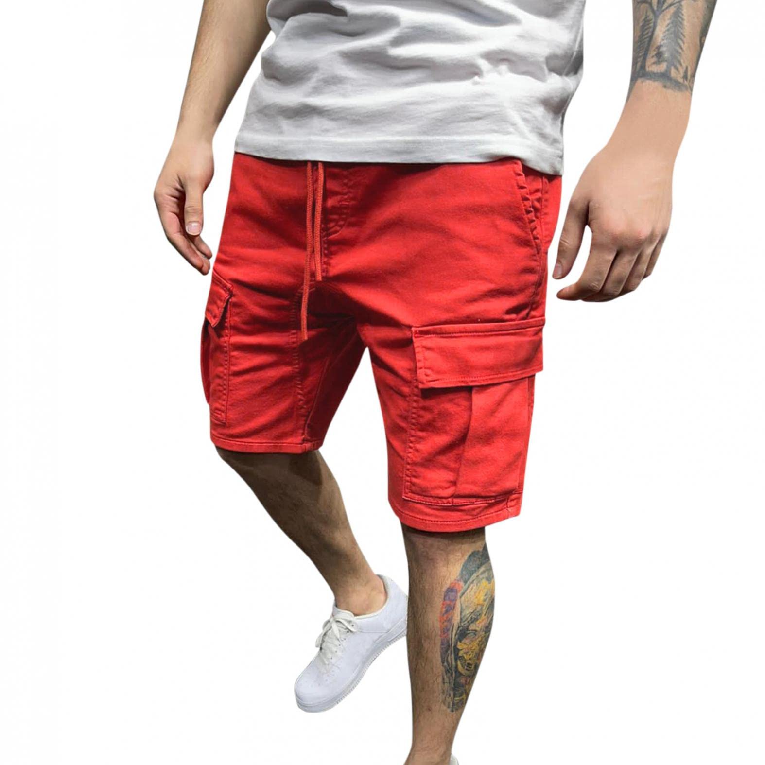 **Men's Cargo Shorts with Drawstring & Multi-Pockets - Lightweight Jogger Shorts for Summer, Sports, Outdoor & Casual Work - Perfect for Hiking, Travel & Everyday Wear**