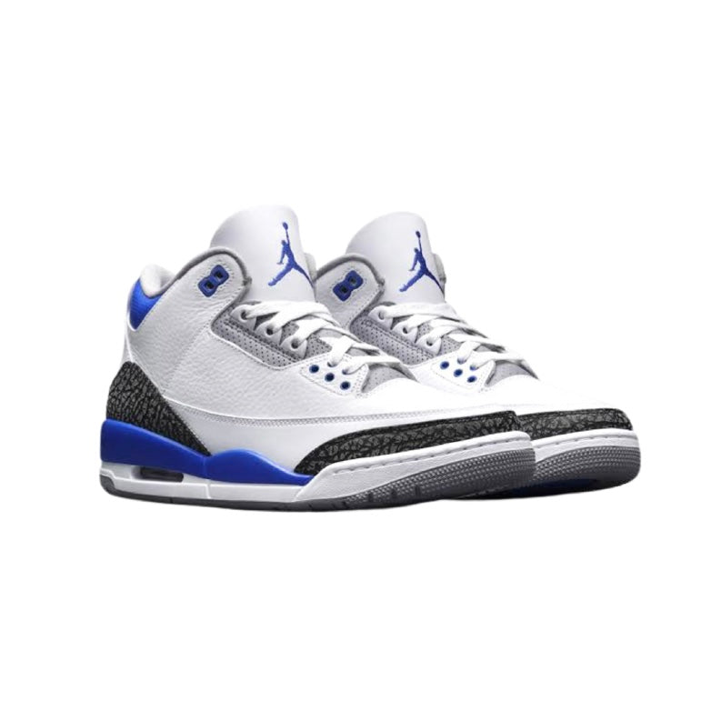 Air Jordan 3 Retro Sneakers - White/Racer Blue/Black Men's Basketball Shoes for Casual Wear & Street Fashion