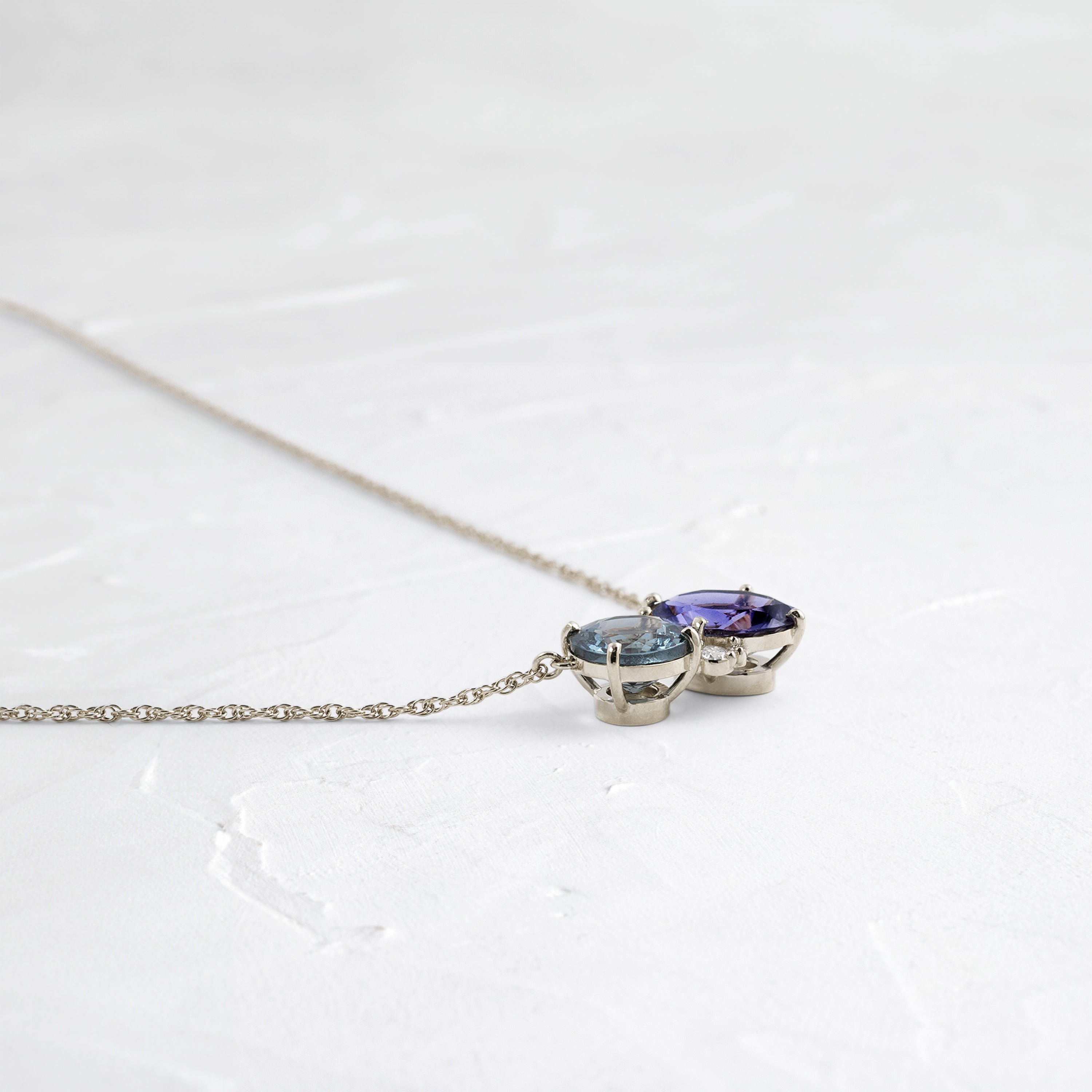 Spinel & Iolite Duo Necklace for Women - Elegant Layered Pendant Jewelry for Everyday Wear & Special Occasions