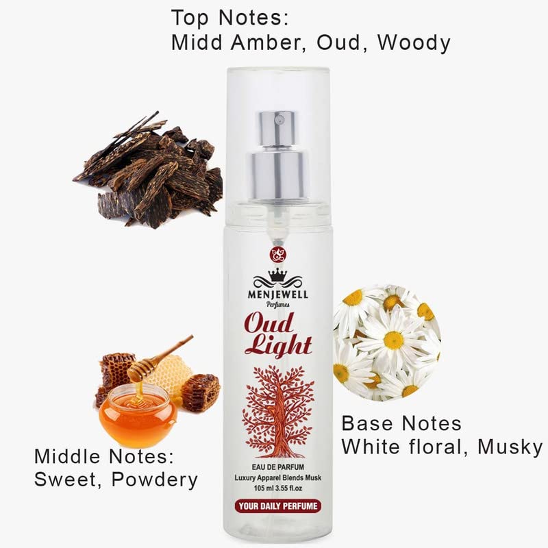 Menjewell Oud Light Perfume for Men - Long Lasting Fragrance Spray | Premium Daily Cologne for Work, Date & Special Occasions