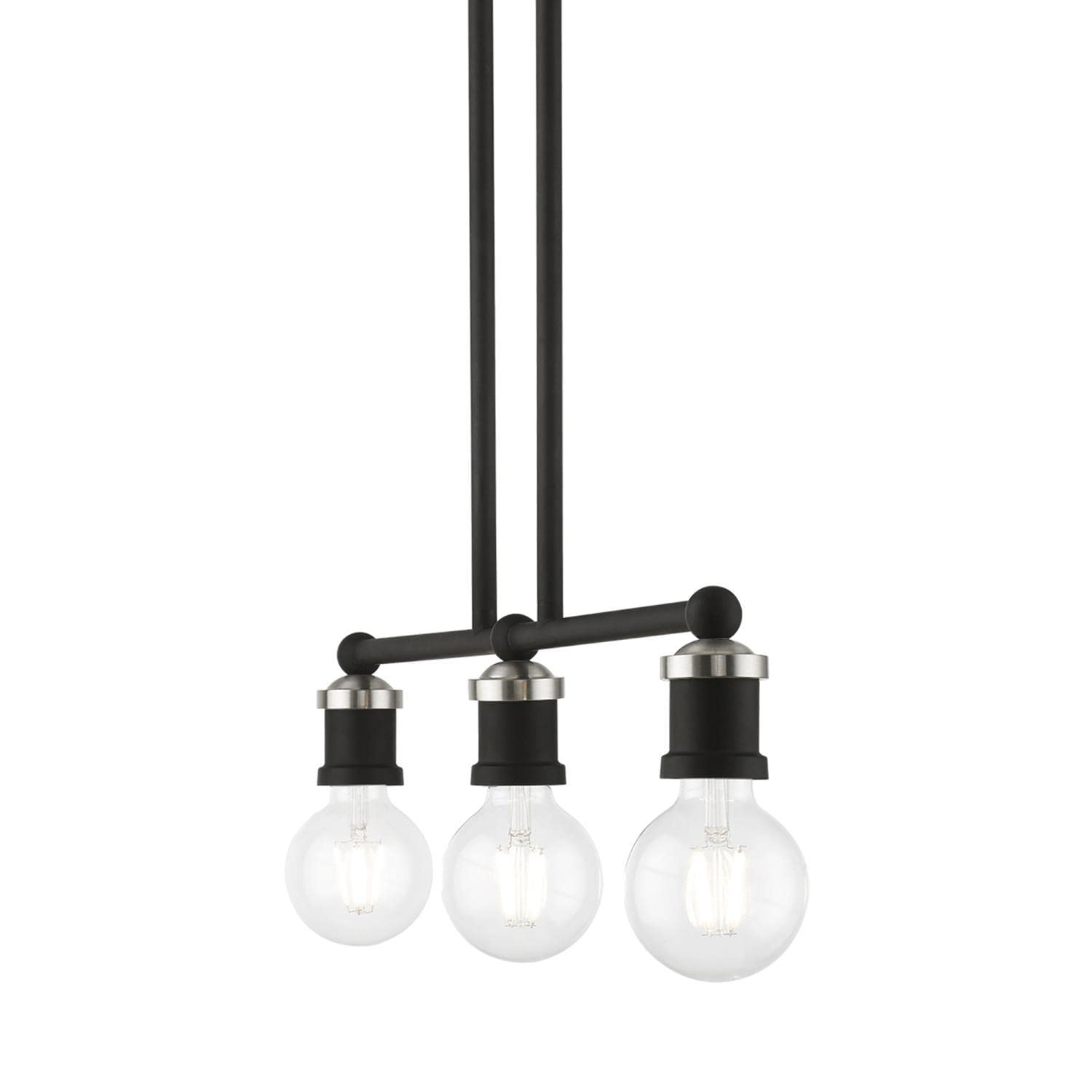 Livex Lighting 47163-04 Lansdale Island Light Fixture - Black with Brushed Nickel Accents - Perfect for Kitchen Island, Dining Room or Bar Counter Lighting