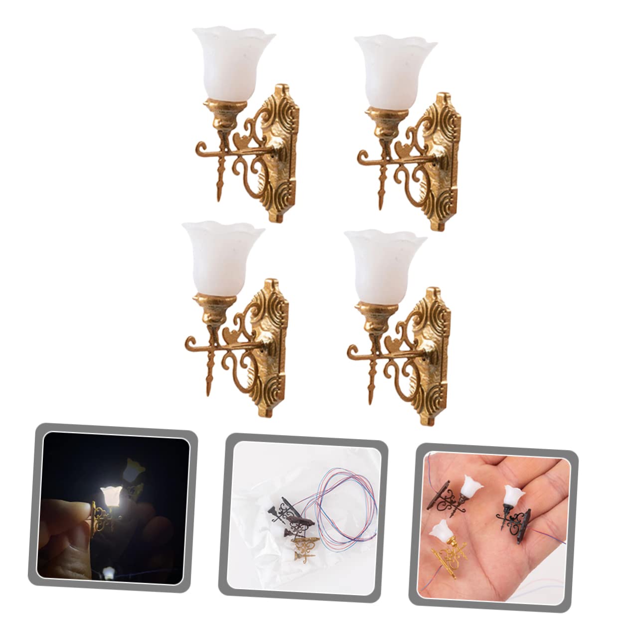 GANAZONO 5 Sets Miniature Wall Lamps - Decorative Sand Table Lights, Luminous Dollhouse Decor, DIY Micro Landscape Lighting (4pcs x 5) - Perfect for Home Decoration, Model Displays & Creative Projects