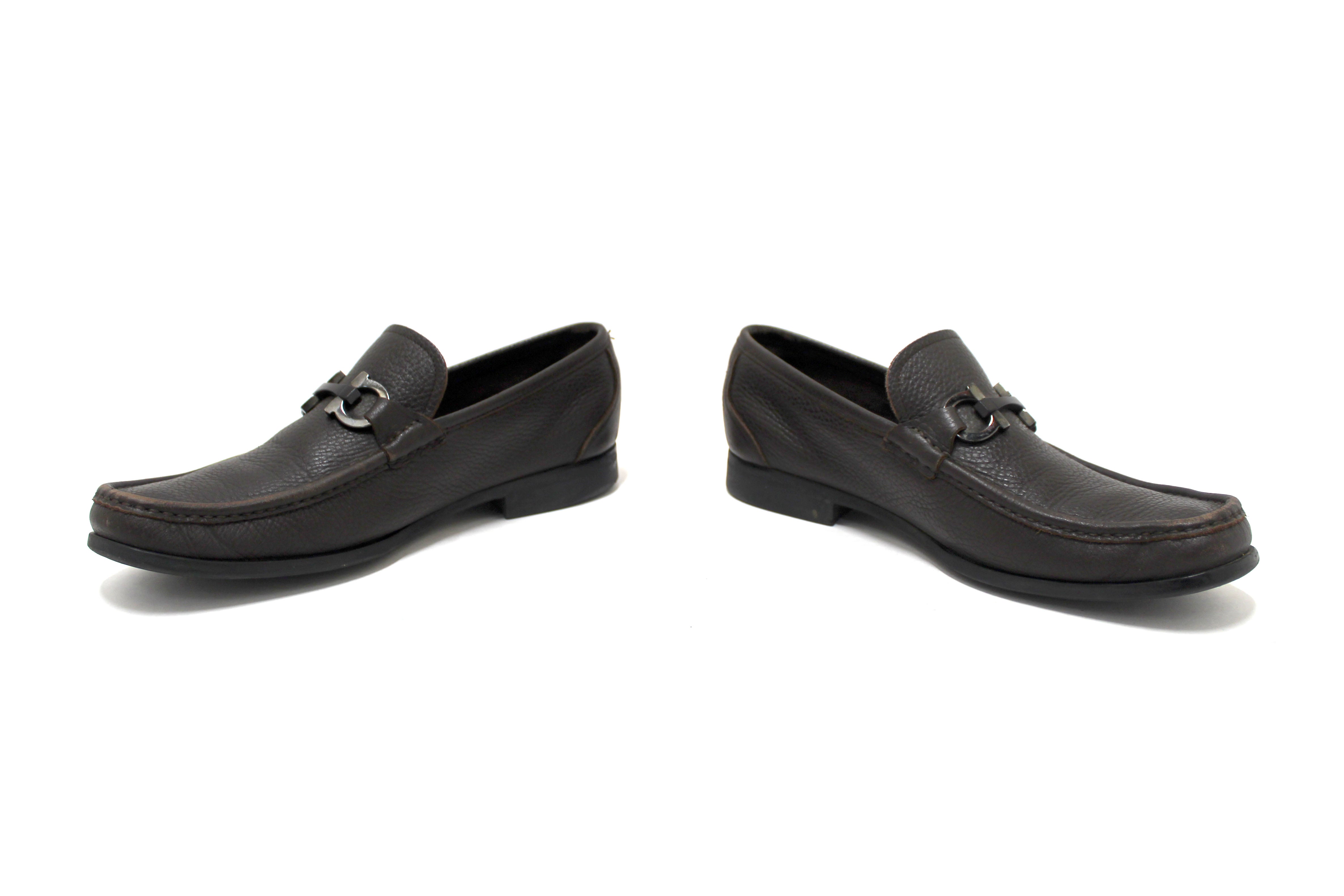Authentic Salvatore Ferragamo Men's Brown Grandioso Calf Leather Loafers - Size 8 US | Premium Italian Dress Shoes for Business, Office & Formal Occasions