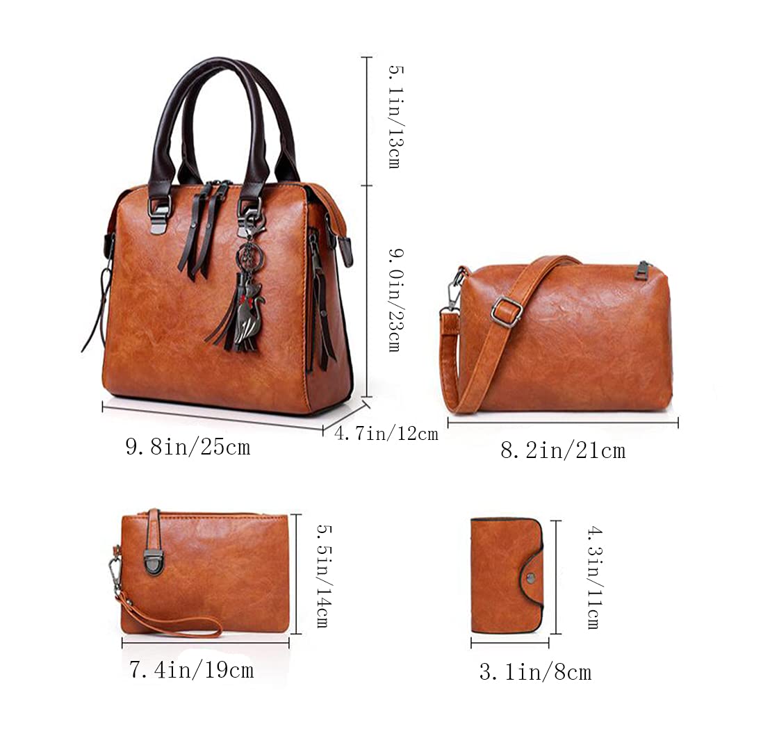 Women's PU Leather Tote Bag - Crossbody Shoulder Purse with Tassel for Work & Travel
