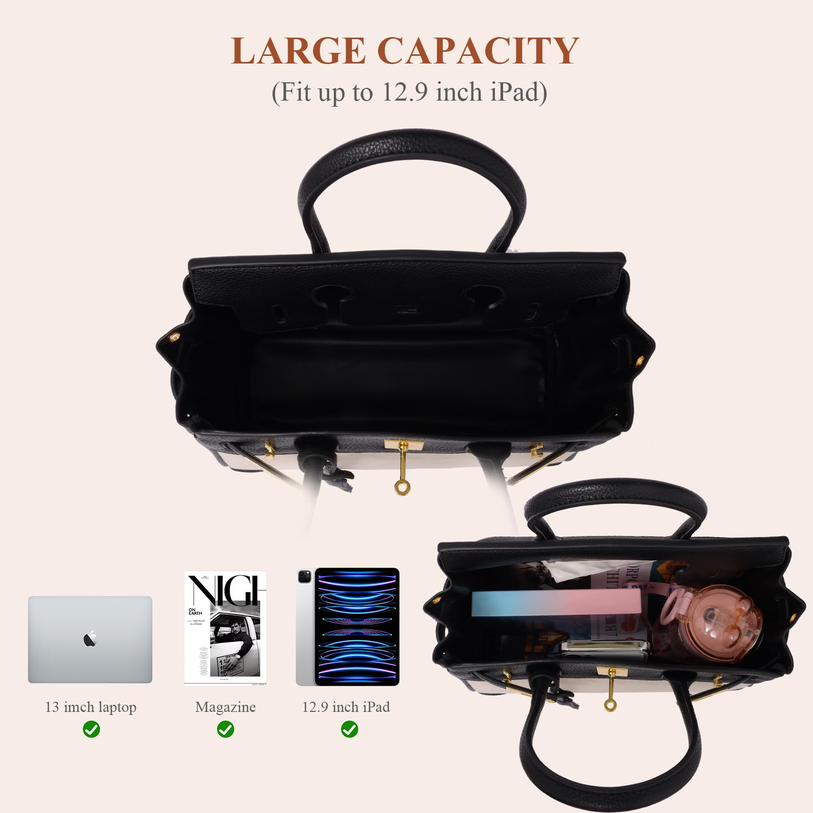 Elegant Leather & Canvas Top Handle Bags for Women - Stylish Satchel Handbag with Durable Shoulder Strap | Perfect for Work, Travel & Everyday Use