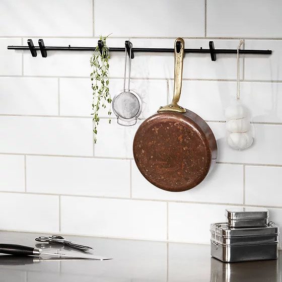 MOEBE Modern Wall Mounted Coat Rack - 70cm Black Wooden Hanger for Jackets, Hats & Scarves | Perfect for Entryway, Bedroom & Small Space Organization