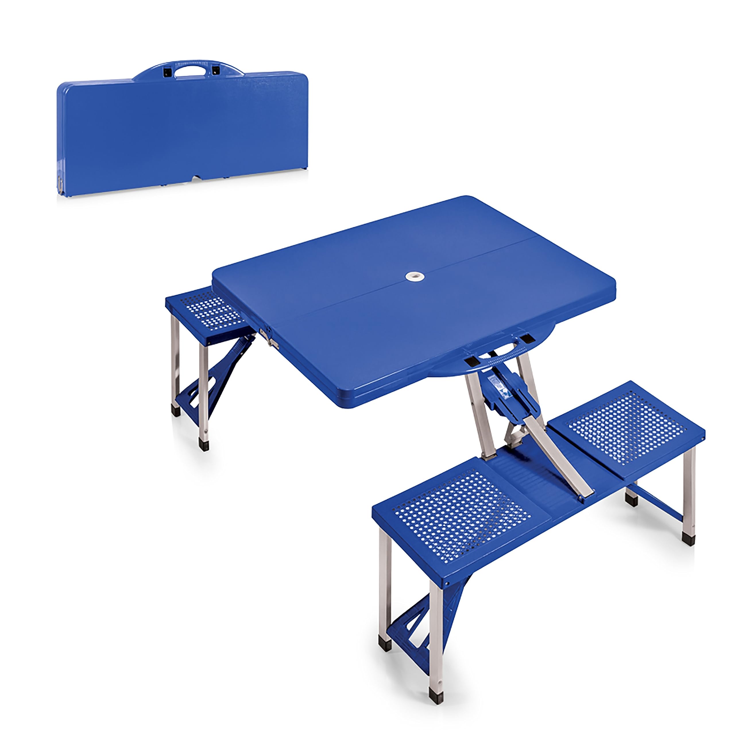 PICNIC TIME Folding Picnic Table - Portable Camping Table with Umbrella Hole for Outdoor Dining, Beach, Backyard & Tailgating
