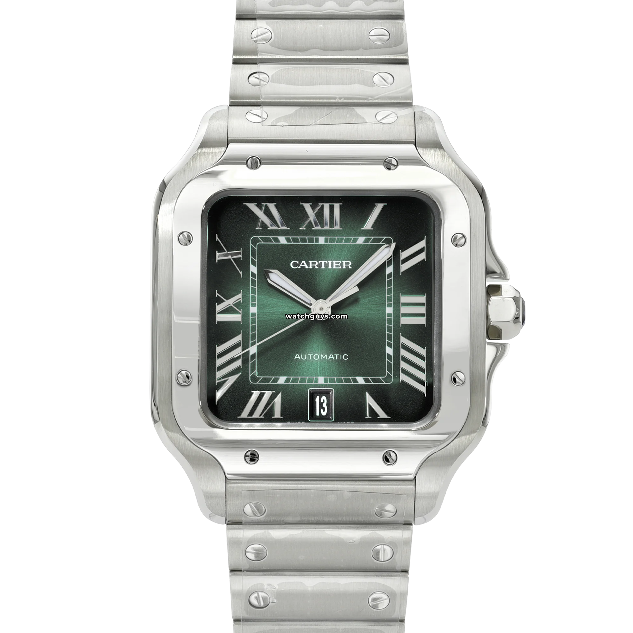 Cartier Santos Large Men's Watch WSSA0062 Green Dial - Luxury Stainless Steel Timepiece for Business & Formal Occasions