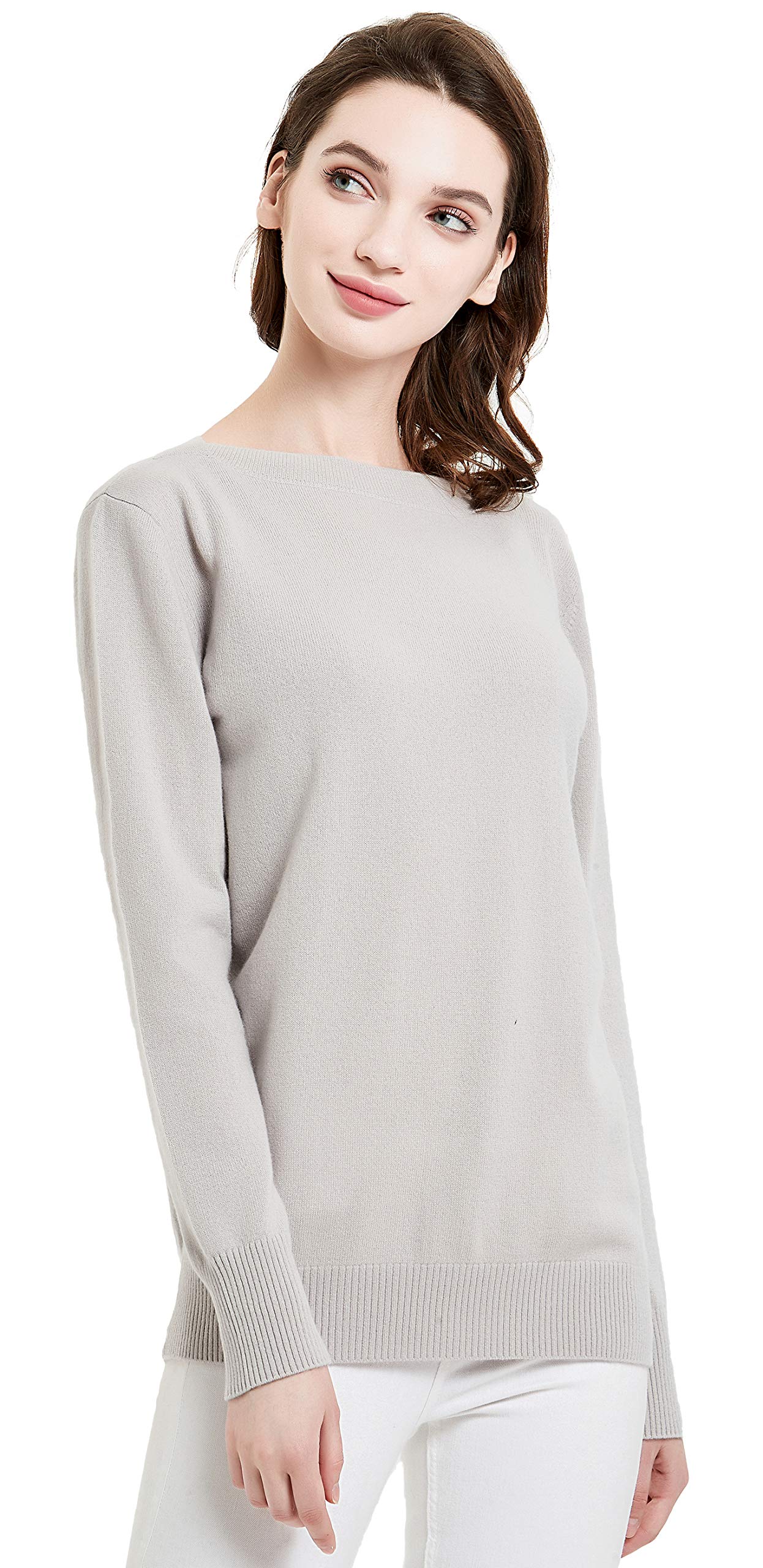 100% Pure Cashmere Women's Boatneck Pullover Sweater - Soft & Comfy Winter Knit Top for Office, Travel & Casual Wear