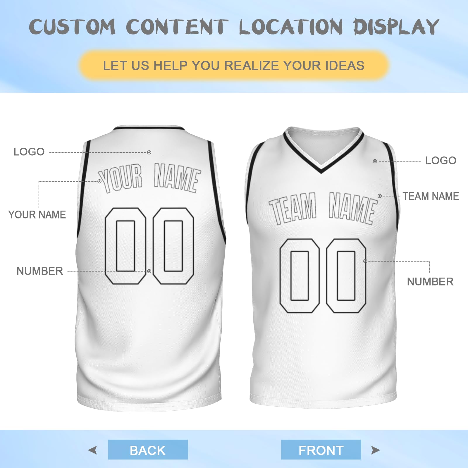Custom Basketball Jerseys for Men & Women - Personalized Printed Name & Number - Team Sports Jersey for Basketball Games, Practice & Fan Wear