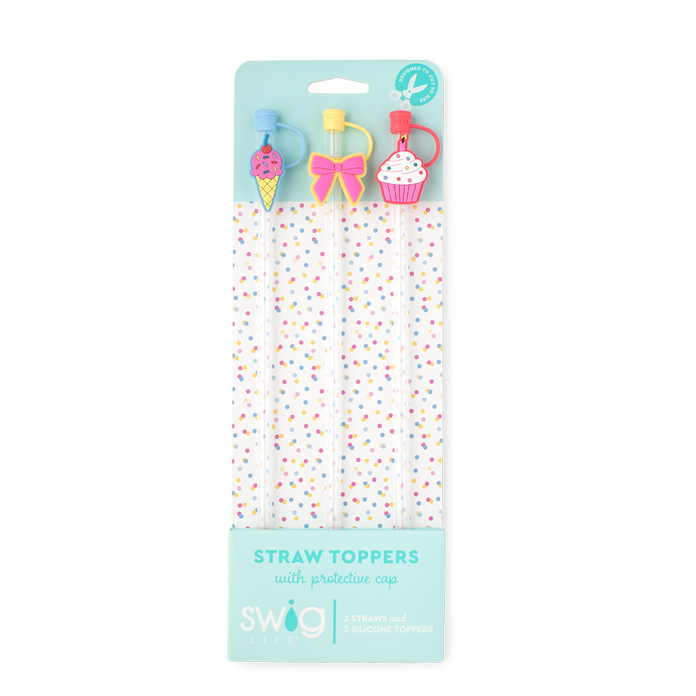 Scoop There It Is Straw Topper Set - Fun and Colorful Cup Accessories for Smoothies, Milkshakes & Bubble Tea - Perfect for Parties, Cafes & Home Use