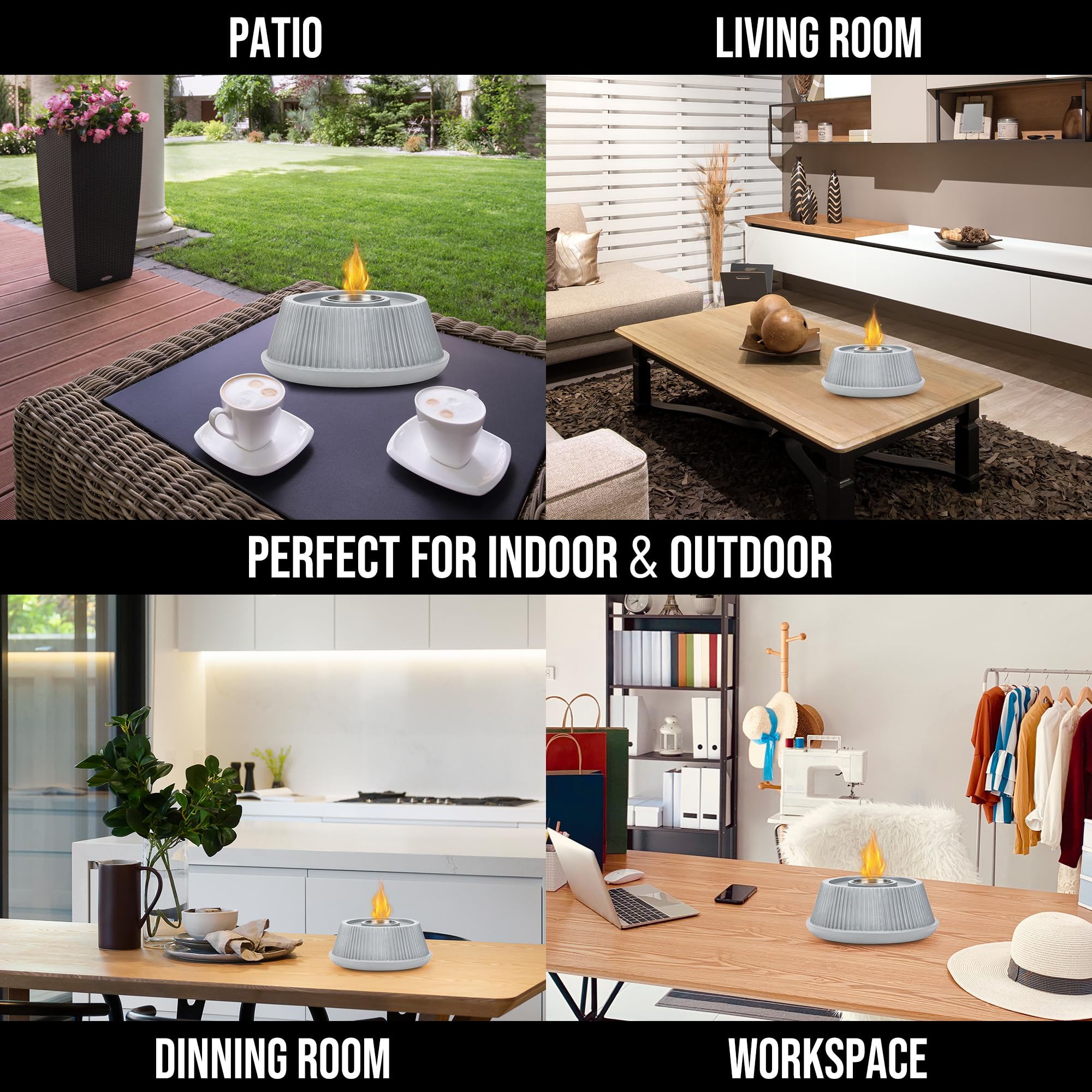 Portable Concrete Ethanol Fire Pit - Indoor/Outdoor Smokeless Fireplace for Camping & Gifting
