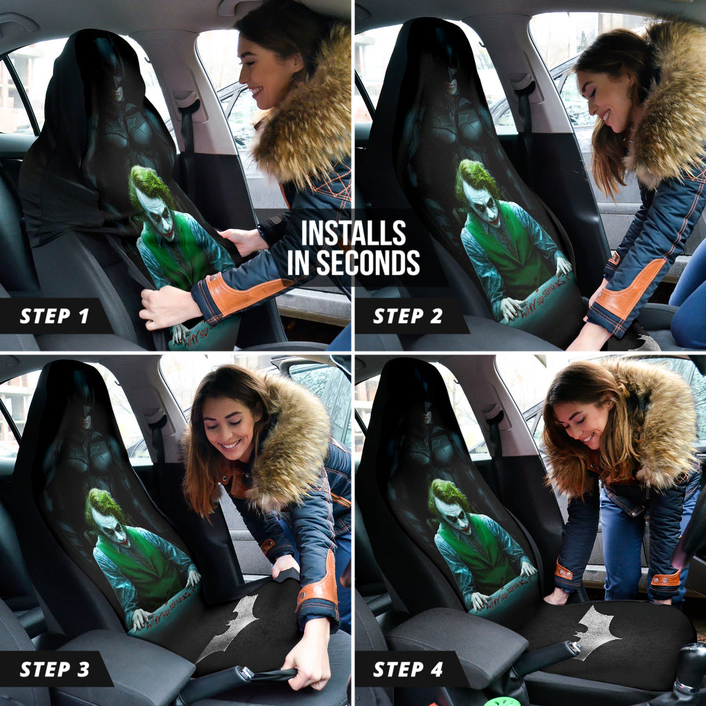 Batman vs Joker The Dark Knight Car Seat Covers - Premium DC Comics Superhero Design for Sedan, SUV & Truck - Perfect for Movie Fans & Comic Book Lovers
