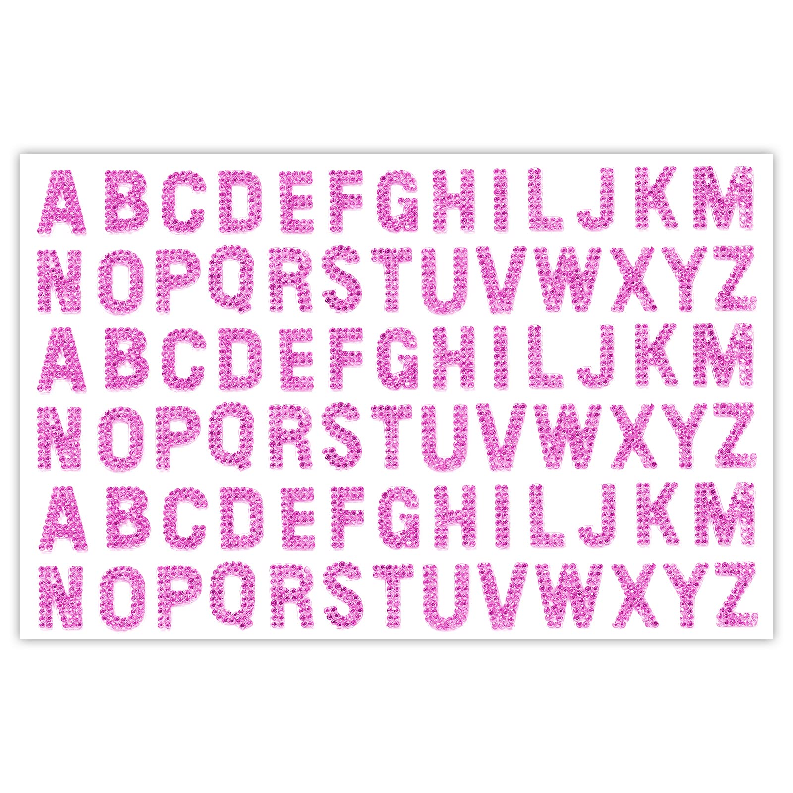 PRATIQUE 78 Pcs Rhinestone Letter Stickers - Self-Adhesive Glitter Alphabet Stickers for DIY Scrapbooking, Card Making, Home Decor & Craft Projects (Pink)