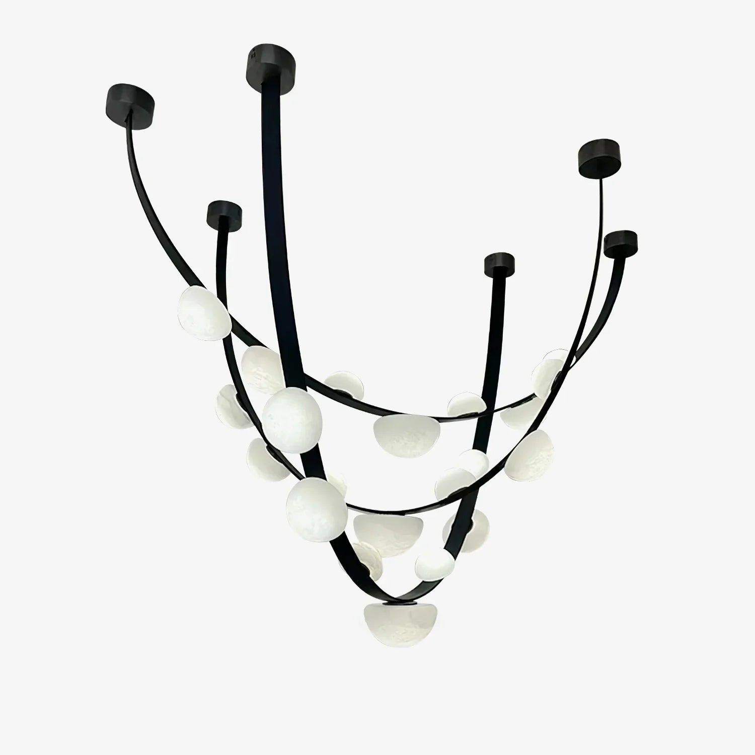 Garrick Modern Dew Drops Alabaster Chandelier - Elegant Crystal Ceiling Light Fixture for Dining Room, Living Room & Bedroom Lighting