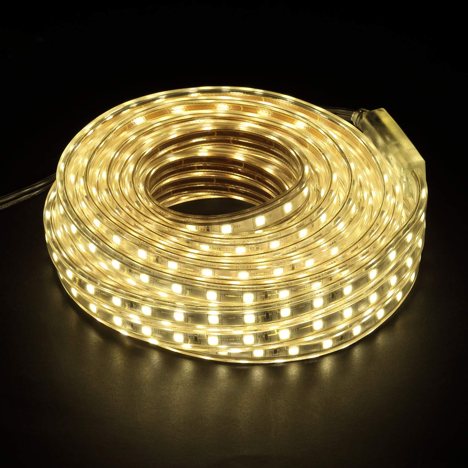 Ainfox 33Ft LED Strip Lights 600 LEDs - Waterproof Outdoor Rope Lights SMD5050 110V Flexible Tape Lighting for Patio, Deck, Garden, Bedroom - UL & ETL Certified (33FT, Warm White) | Perfect for Home Decoration, Party Lighting, and Holiday Decor