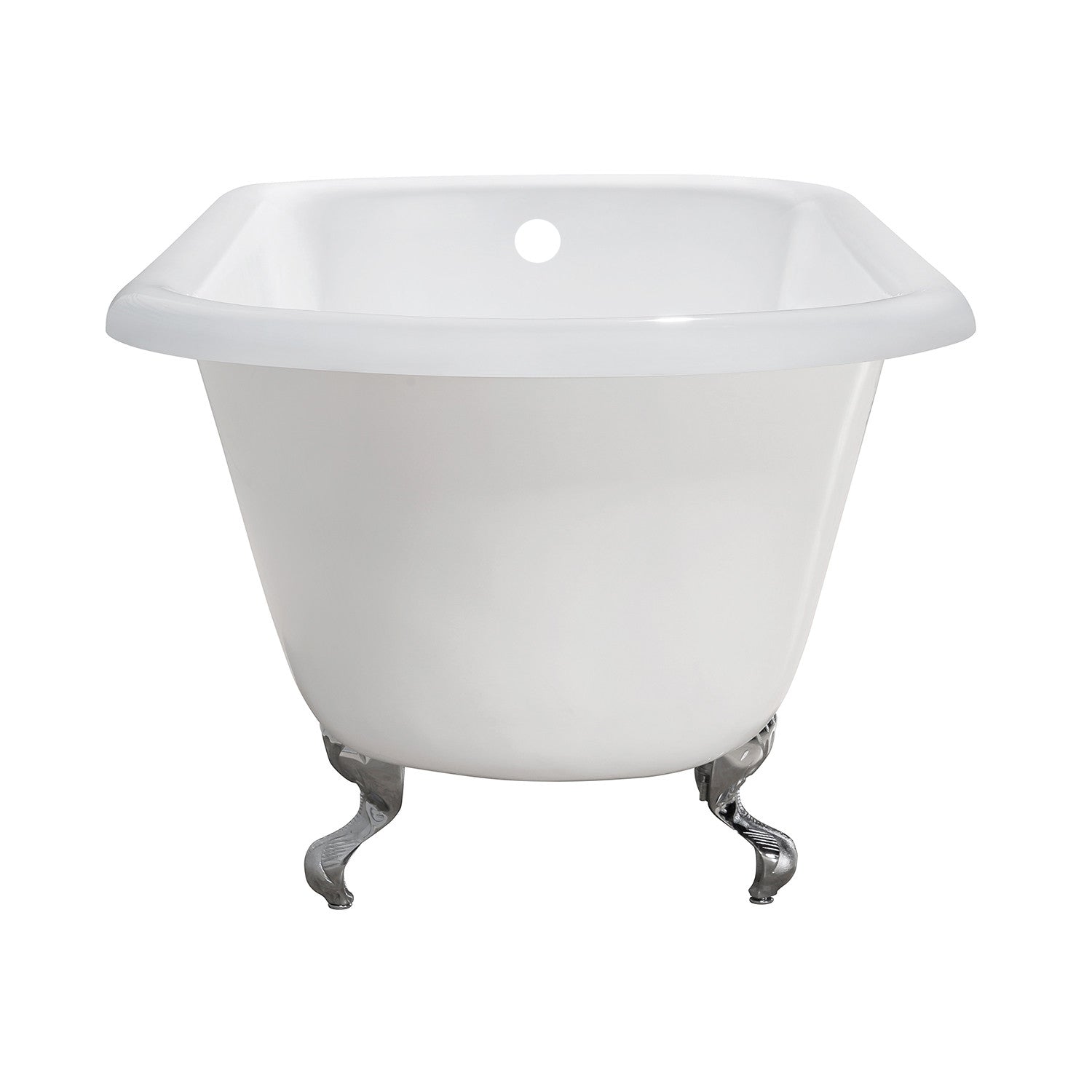 Aqua Eden 54 Inch Cast Iron Clawfoot Bathtub - Classic Flat Rim Roll Top Design, White with Polished Chrome Finish (No Faucet Drillings) | Vintage Style Freestanding Tub for Bathroom Remodel & Luxury Spa Experience
