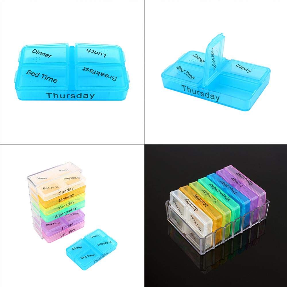 7-Day Weekly Pill Organizer with Daily Compartments - Portable Vitamin & Fish Oil Storage Box - Perfect for Travel, Home, and Office Use