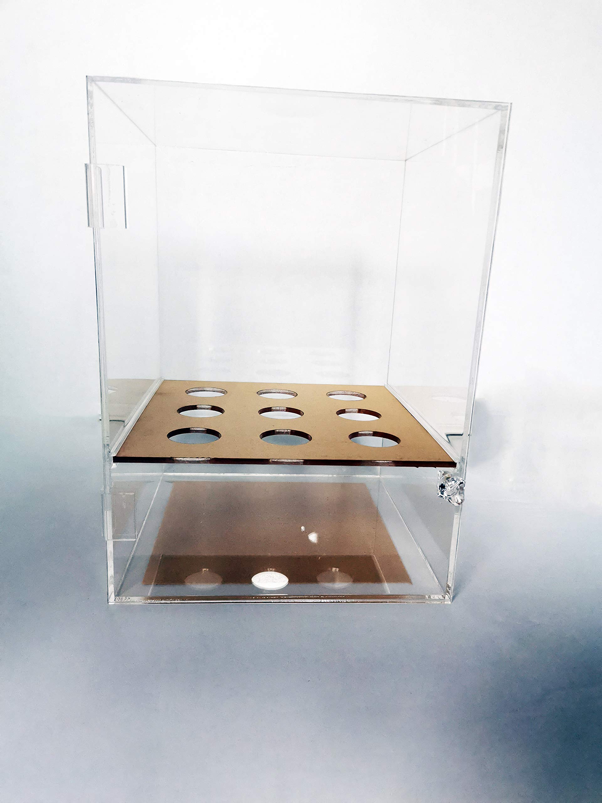 INTBUYING 9-Slot Clear Acrylic Ice Cream Cone Display Cabinet - Transparent Waffle Cone Holder with Door for Dessert Shop, Bakery & Cafe Display