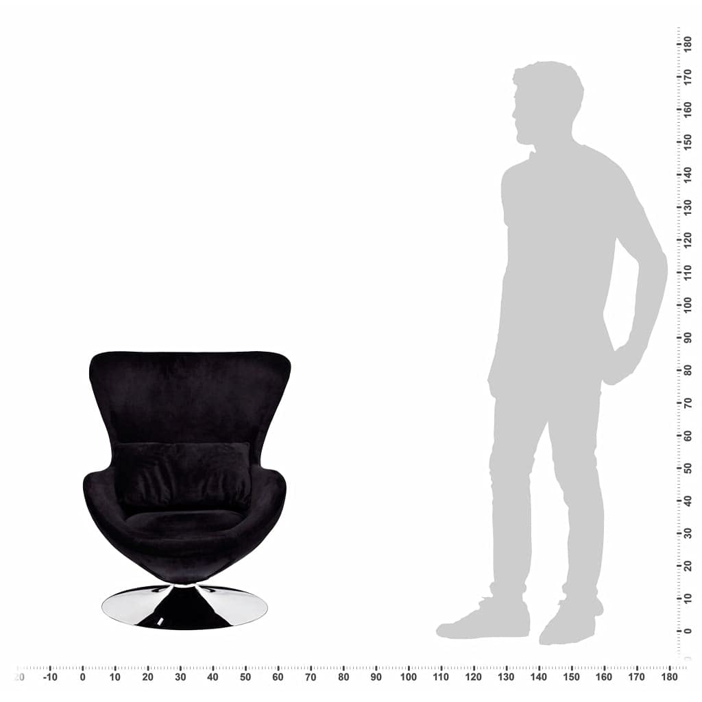 Black Velvet French Egg-Shaped Armchair - Elegant Accent Chair for Bedroom, Living Room & Office - Stylish French Sofa Chair with Modern Design - Perfect for Home Decor & Relaxation