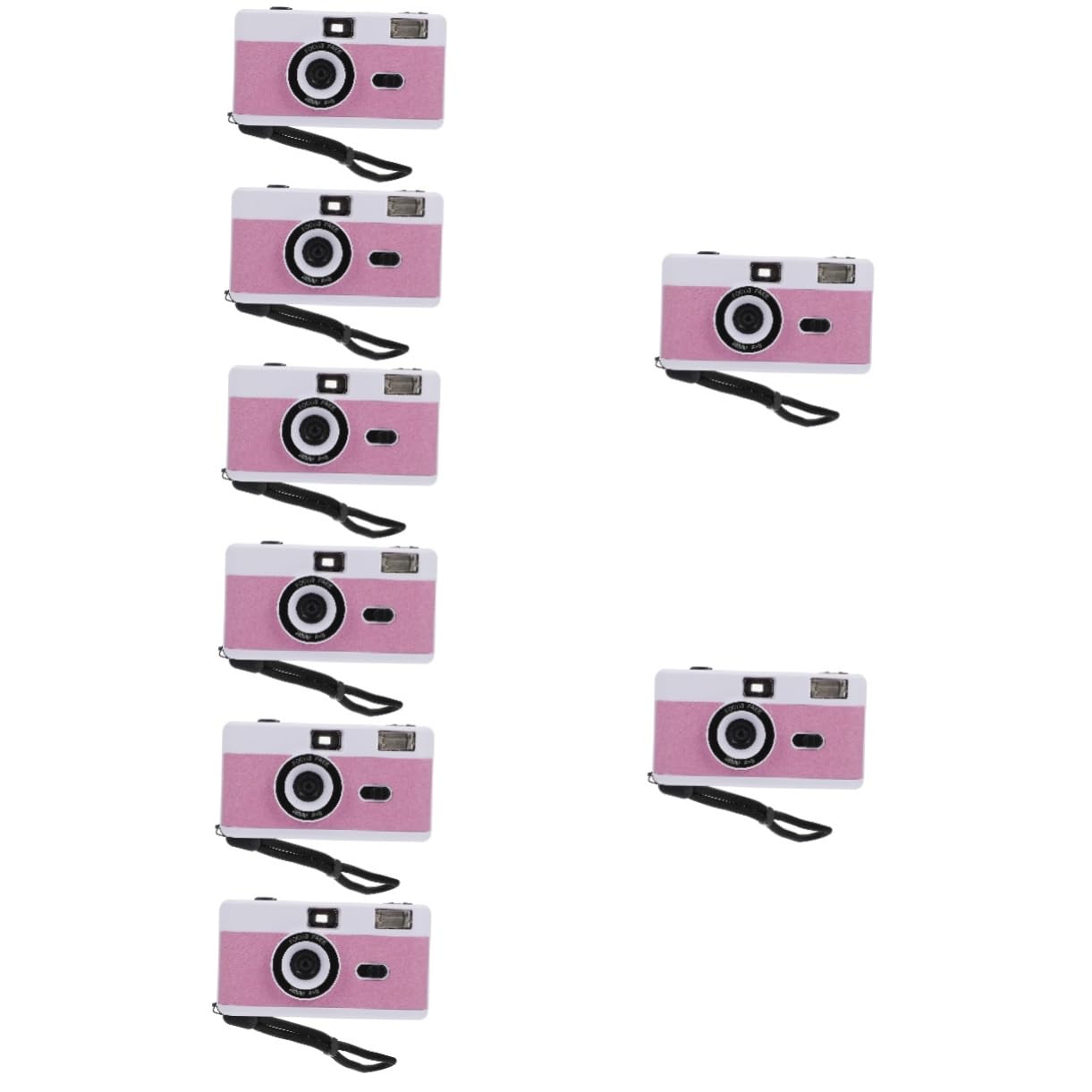 Jojofuny 8-Pack Retro Film Cameras - Mini Plastic Reusable Vintage Cameras with Built-in Flash, White & Macaron Colors - Perfect for Weddings, Travel & DIY Photography Projects