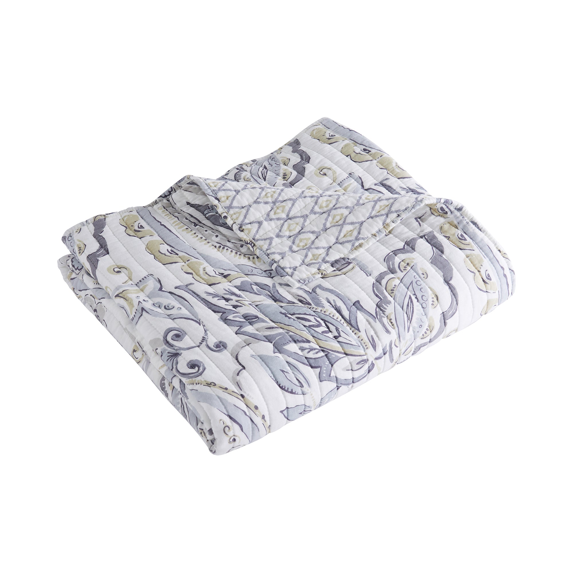 Tamsin Grey Quilted Throw Blanket - Soft Cozy Bedspread for Couch, Sofa & Bed - Perfect for Winter Nights, Home Decor & Gift Giving