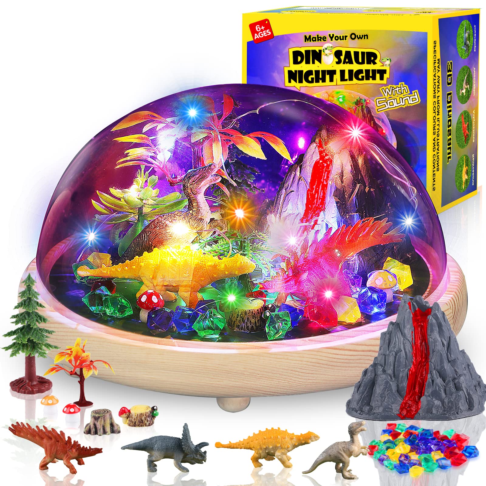 Alritz Dinosaur Sound Toy with Realistic Roar - DIY Night Light Craft Kit for Boys Ages 6-12 | Creative Birthday Gift for Kids | Fun Bedroom Decor & Interactive Playtime