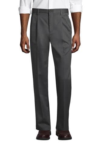 Traditional Fit Pleated No-Iron Chino Pants for Men - Charcoal Gray Size 38 | Comfortable Office & Casual Wear | Perfect for Business, Travel & Everyday Use