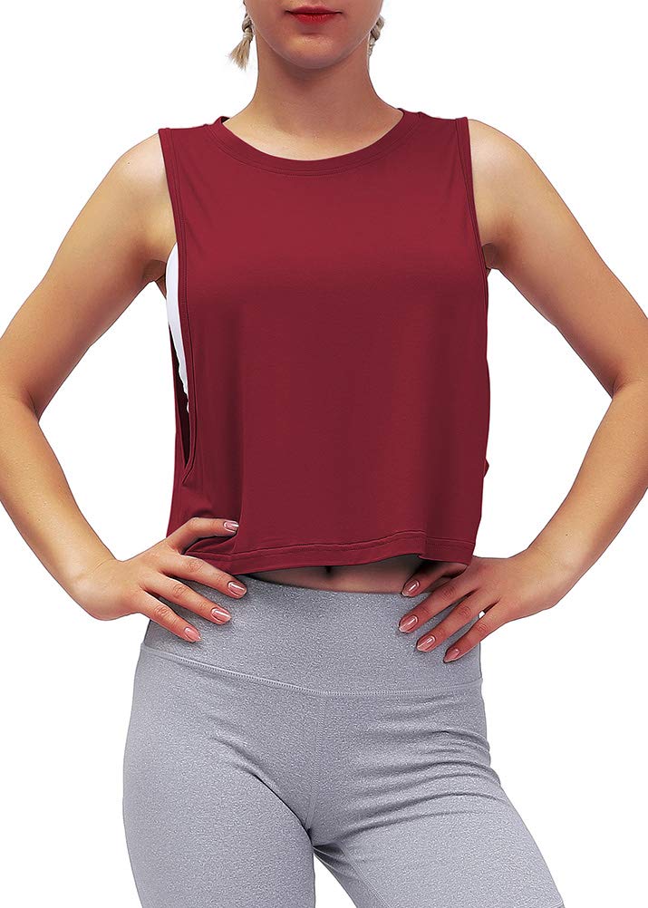 Breathable Mippo Women's Mesh Back Workout Crop Top - Loose Fit Gym & Running Tank Top for Yoga, Fitness & Casual Wear