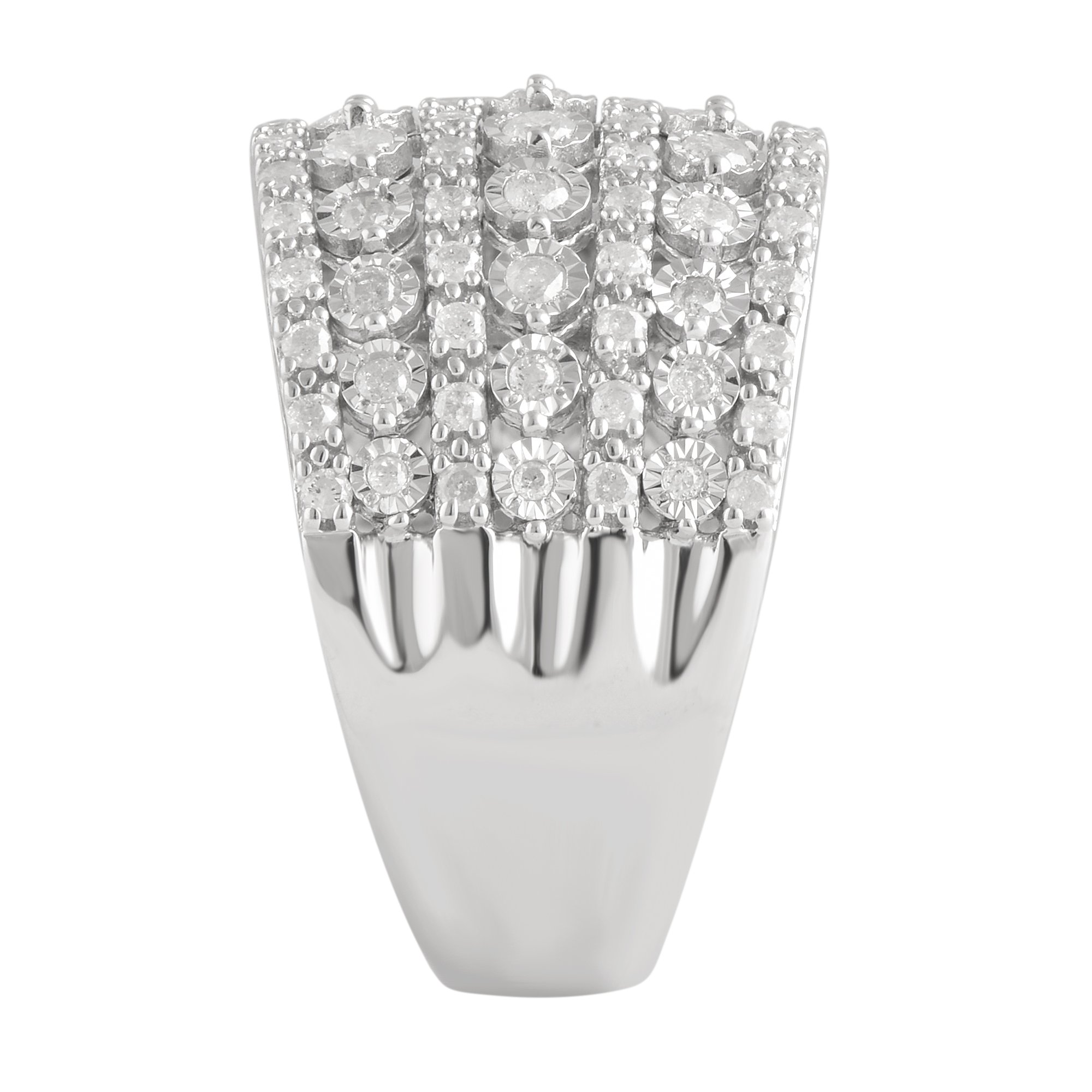 0.80 Carat Round-Cut Diamond Anniversary Ring for Women - Sterling Silver Prong Set Multi-Row Fashion Jewelry | Perfect for Weddings, Anniversaries & Special Occasions